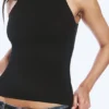Figurbetontes Tanktop aus Baumwolljersey – Schwarz
