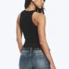 Figurbetontes Tanktop aus Baumwolljersey – Schwarz