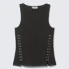 Figurbetontes Tanktop mit Haken- und Ösenverschluss – Schwarz Figurbetontes Tanktop mit Haken- und Ösenverschluss – Schwarz