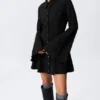Fit-and-Flare-Mini-Hemd-Kleid – Schwarz