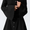 Fit-and-Flare-Mini-Hemd-Kleid – Schwarz