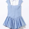 Fit-and-Flare-Mini-Kleid – gestreift in Blau und Rosa Fit-and-Flare-Mini-Kleid – gestreift in Blau und Rosa