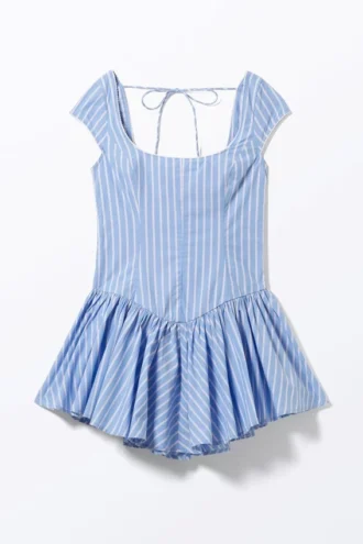 Fit-and-Flare-Mini-Kleid – gestreift in Blau und Rosa