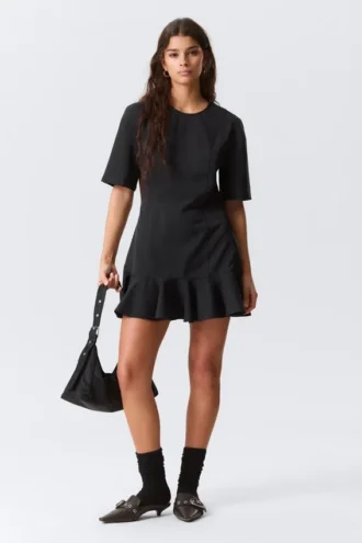 Fit-and-Flare-Minikleid – Schwarz