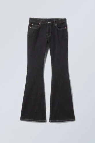 Flame Low Rise Slim Flared Jeans – Black Rinse – Schwarz