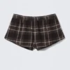 Flanell-Pyjama-Boxershorts – Braun kariert