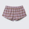 Flanell-Pyjama-Boxershorts – Lila Karomuster