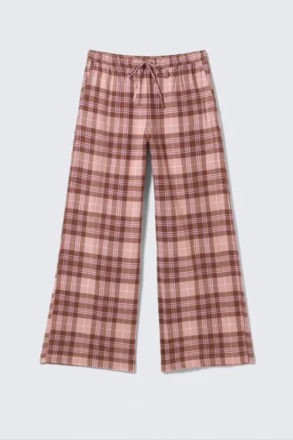 Flanell-Pyjama-Hose – rosa-braun kariert