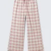 Flanell-Pyjama-Hose – rosa-weiß kariert