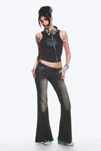 Flare Low Rise Flared Skinny Jeans – Senfgelb Schwarz – Schwarz | Cheap Monday Gb