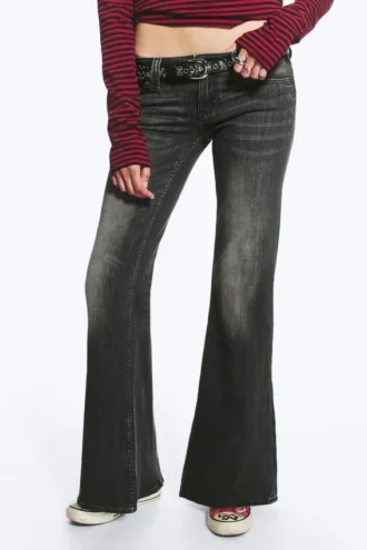 Flare Low Rise Flared Skinny Jeans – Senfgelb-Schwarz – Schwarz | Cheap Monday GB