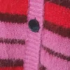 Flauschige Strickjacke – rosa-rote Streifen Flauschige Strickjacke – rosa-rote Streifen