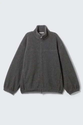 Fleece-Jacke mit Reißverschluss – Dunkelgrau meliert