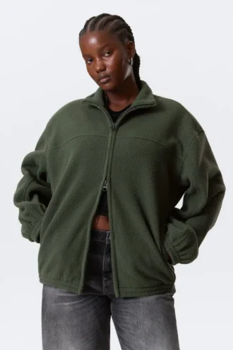 Fleece-Jacke mit Reißverschluss – Dunkelgrün
