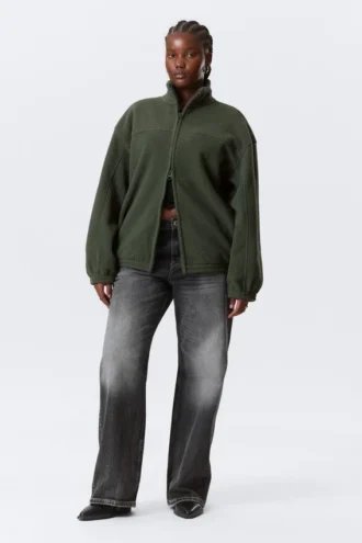 Fleece-Jacke mit Reißverschluss – Dunkelgrün