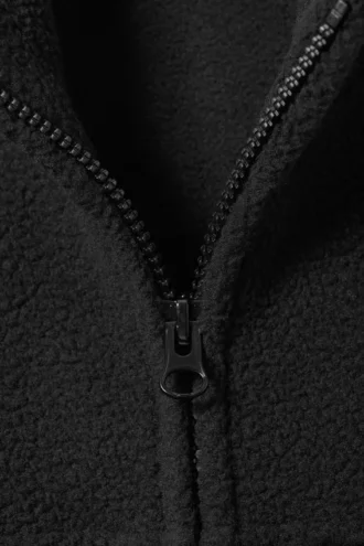 Fleece-Jacke mit Reißverschluss – Schwarz