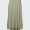 Fließender High-Low-Maxirock – Khaki-Grün Fließender High-Low-Maxirock – Khaki-Grün