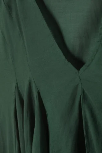 Fließendes Minikleid mit V-Ausschnitt – Dunkelgrün