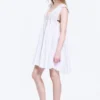 Fließendes Minikleid mit V-Ausschnitt – Weiß Fließendes Minikleid mit V-Ausschnitt – Weiß