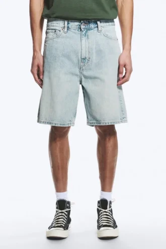 Galaxy Mid Rise Loose Denim Shorts – Dream Blue – Hellblau