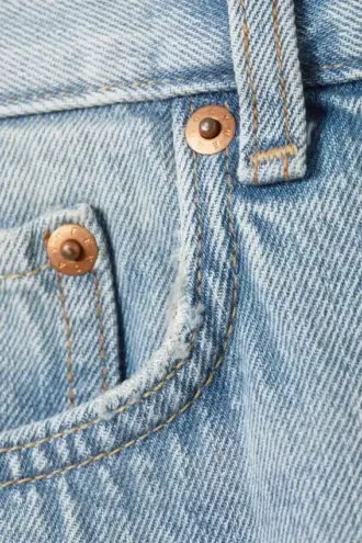 Galaxy Mid Rise Loose Denim Shorts – Lip Blue – Hellblau