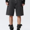 Galaxy Mid Rise Loose Denim Shorts – Tuned Black