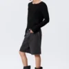 Galaxy Mid Rise Loose Denim Shorts – Tuned Black