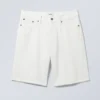 Galaxy Mid Rise Loose Denim Shorts – Weiß