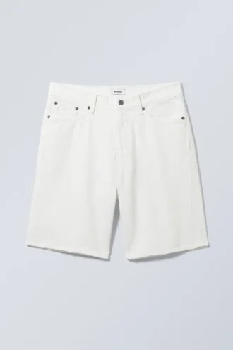 Galaxy Mid Rise Loose Denim Shorts – Weiß