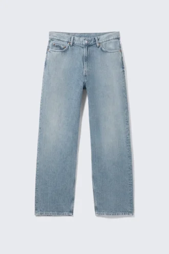 Galaxy Mid Rise Loose Straight Jeans – Blue Fade – Mittelblau