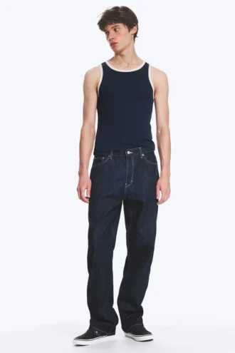 Galaxy Mid Rise Loose Straight Jeans – Blue Rinse – Dunkelblau