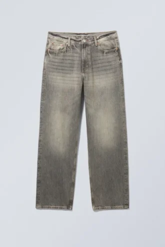 Galaxy Mid Rise Loose Straight Jeans – Canyon Grey – Mittelgrau