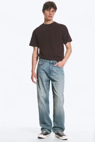 Galaxy Mid Rise Loose Straight Jeans – Gloria Blue – Mittelblau