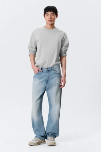 Galaxy Mid Rise Loose Straight Jeans – Kimberley Blue – Hellblau