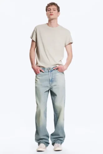 Galaxy Mid Rise Loose Straight Jeans – Port Blue – Hellblau