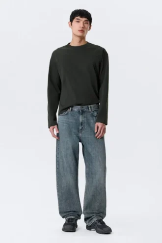 Galaxy Mid Rise Loose Straight Jeans – Second Blue – Blau