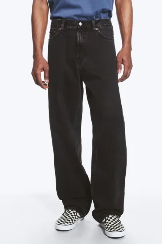 Galaxy Mid Rise Loose Straight Jeans – Tuned Black – Schwarz