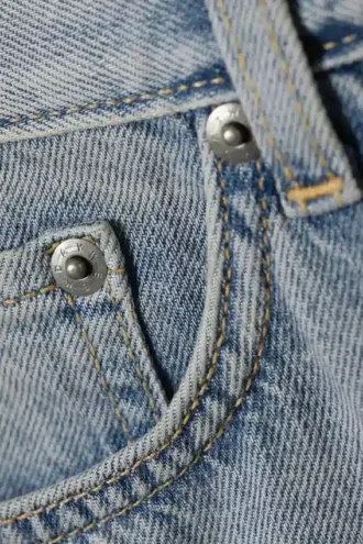 Galaxy Mid Rise Loose Straight Jeans – Ziegelblau – Hellblau