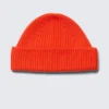 Gefaltete Strickmütze aus Wollmischung – leuchtendes Orange Gefaltete Strickmütze aus Wollmischung – leuchtendes Orange