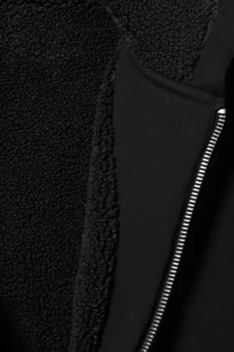 Gefütterter Bomber-Kapuzenpullover mit Reißverschluss – Schwarz