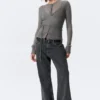 Geknöpfte Strickjacke aus Wollmischung mit Wickeleffekt – Grau Geknöpfte Strickjacke aus Wollmischung mit Wickeleffekt – Grau