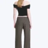 Gekräuselte Hose mit niedriger Leibhöhe und weitem Bein – Dunkelbraun Gekräuselte Hose mit niedriger Leibhöhe und weitem Bein – Dunkelbraun
