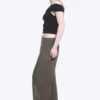 Gekräuselte Hose mit niedriger Leibhöhe und weitem Bein – Dunkelbraun Gekräuselte Hose mit niedriger Leibhöhe und weitem Bein – Dunkelbraun