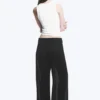 Gekräuselte Hose mit niedriger Leibhöhe und weitem Bein – Schwarz Gekräuselte Hose mit niedriger Leibhöhe und weitem Bein – Schwarz