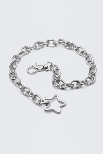 Geldbörsenkette aus Metallgliedern – Silber Geldbörsenkette aus Metallgliedern – Silber