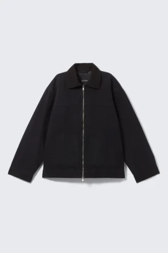 Gepolsterte Baumwoll-Canvas-Jacke – Schwarz