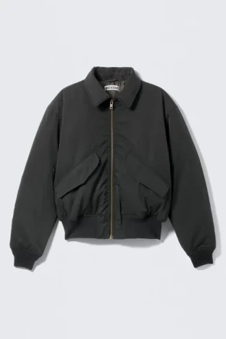 Gepolsterte Bomberjacke aus Twill – Schwarz