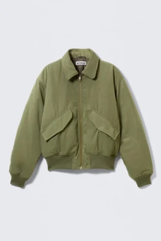 Gepolsterte Bomberjacke aus Twill – Staubiges Olivgrün
