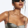 Gepolstertes Bikini-Oberteil mit Bügeln – Dusty Grey Gepolstertes Bikini-Oberteil mit Bügeln – Dusty Grey