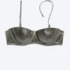 Gepolstertes Bikini-Oberteil mit Bügeln – Dusty Grey Gepolstertes Bikini-Oberteil mit Bügeln – Dusty Grey
